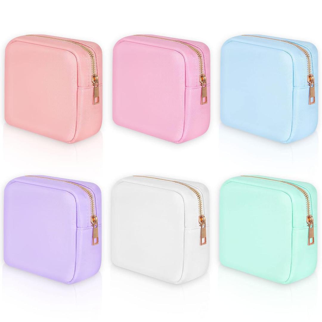 Sweetude 6 Pcs Nylon Makeup Bag Travel Nylon Pouch Zipper Cosmetic Bag for Purse Women Girls Organizer Makeup Pouch for Valentine Birthday Wedding Mother's Day Graduation Gifts(Mini,Assorted Color)