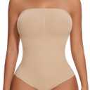 SHAPERIN Strapless Bodysuit with Bras Tummy Control Shapewear Shaper Tube Tops Body Suit One Piece Leotard (Small, Brief-nude)