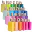 qiqee 24Pcs Small Gift Paper Bag with Handles Bulk - 8.3"x6"x3. 15" Rainbow Party Bags - Mulit Color
