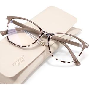 Madison Avenue Square Vintage TR90 Blue Light Blocking Reading Glasses for Women, Anti Eyestrain/Glare Computer Readers