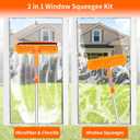 152'' Window Cleaning Kit, 2 in 1 Window Squeegee with Extension Poles, Window Cleaner Tools for Indoor/Outdoor High Window, Car, Glass