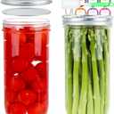 Wide Mouth Mason Jars 24 oz, 2 Pack 720ml Glass Canning Jars with Airtight Lids, Large Storage Jar with Labels Brush, Clear Mason Jars for Canning, Fermenting, Pickling, DIY Projects