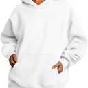 Trendy Queen Womens Oversized Hoodies Fleece Sweatshirts Sweaters Spring Outfits 2025 Pullover Fall Winter Clothes (Medium, White)