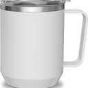 16oz Heated Coffee Mug with Flat Bottom for Rapid Heating, Stainless Steel Heated Coffee Cup Suitable for Different Coffee Mug Warmer/Heaters, Heated Mug/Cup for Home and Office Desk,White