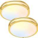 Brightever 13 Inch LED Ceiling Light Fixture, 36W 4400Lm Flush Mount Ceiling Lights, Dimmable 5CCT 2700K/3000K/4000K/5000K/6500K, Super Bright Modern Bedroom Lamps for Kitchen Hallway, Gold, 2 Packs