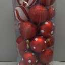 24Pcs Christmas Balls Ornaments Red White Ornaments 2.36 Inch Polka Dots Stripes Christmas Tree Decorations Shatterproof Peppermint Candy Cane Xmas Baubles for Tree Home Wreath Party Decor