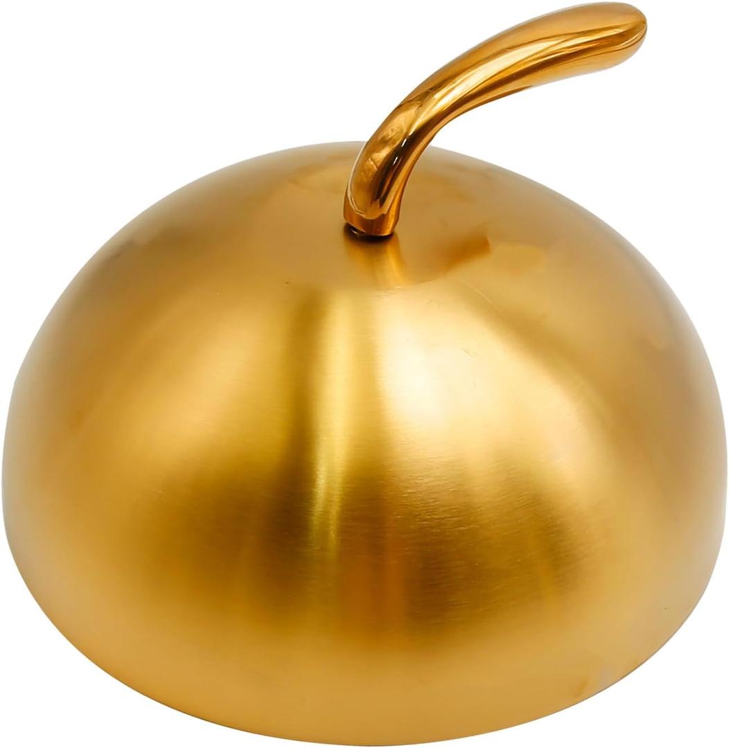 Gold Stainless Steel Steak Dome Cover with Handle, Food Dome Cover for Melting Cheese, Buttering Desserts, Steaming and Serving Burgers, Sandwiches, 3.54"x7.9"x7.9"