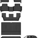 Binmotor-All Weather Car Floor Mats Cargo Liner Set for Audi Q7/SQ7 2020-2025 2026(Not for 5 Seats), 2 Rows with Cargo Mat TPE Liners for Audi Q7 Accessories Trunk Mat-Black