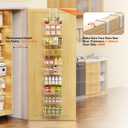 10 Tier Over the Door Pantry Organizer, Over the Door Spice Rack with Adjustable Baskets, Metal Hanging Door Pantry Organizers and Storage for Kitchen Bathroom Bedroom, White