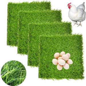 Hamiledyi 4 Pack Chicken Nesting Pads-1212x 1.2,Washable Thicken Artificia Grass Nesting Box Liners Reusable Laying Eggs Turf Mats for Chickens Coop Pet Outdoor Indoor (4 Pcs Green)