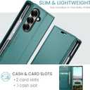 for Samsung Galaxy Z Fold 7 Case Wallet with RFID Blocking Card Holder, PU Leather Kickstand Protective Flip Phone Cover Fit for Galaxy Fold 7 8.0", Bluish Green