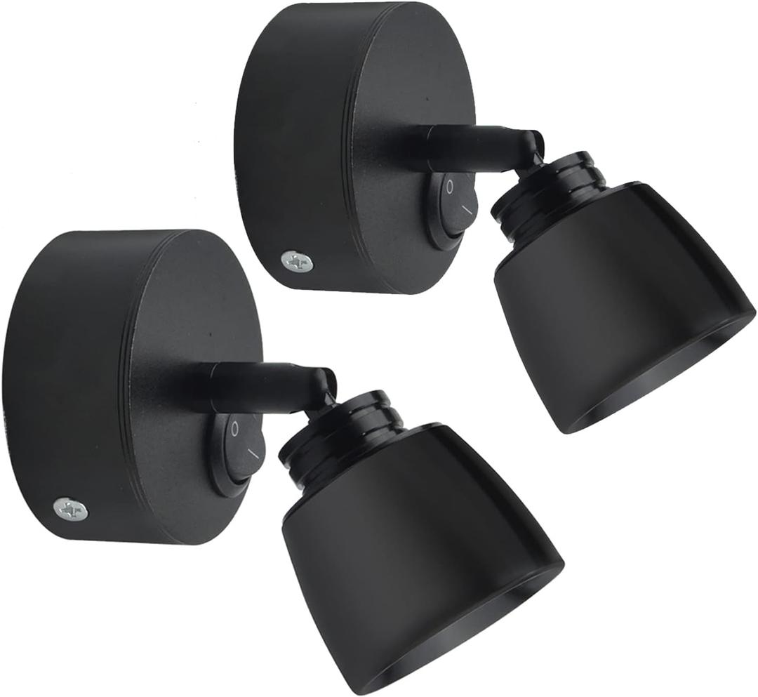 Luxvista 12 Volt RV Reading Lamp Spotlight, 3W Wall Mount RV Lights Interior Fixtures with Switch for Bedside Lamp of Boat Camper Truck Trailer Caravan 5th Wheel Vehicles-Daylight 6000K (2-Pack)