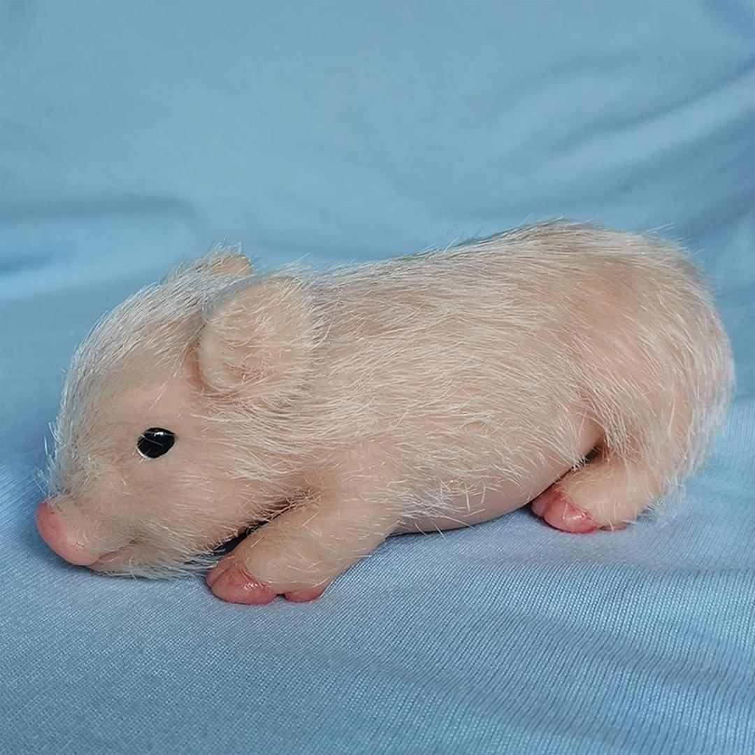 Pig Toys for Girls&Boys 5inch Mini Realistic Silicone Pig, Stretchy Fake Animals Body Mini Silicone Baby Dolls,Lifelike Piggy Soft/Chubby Little Pig, Christmas Giving for Kids/Her (White)