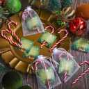 Soulchen 24 Packs Religious Christmas Plastic Peppermint Candy Cane with Jesus Is the Reason for the Season Card Organza Bag Gift Set for Church Gatherings Holiday Events Community Supply