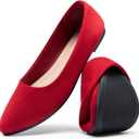 DREAM PAIRS Women's Pointed Toe Flats Comfortable Flexible Cushioned Slip On Business Work Office Casual Suede Ballet Flats Dress Shoes (7, Red)