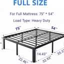 16 Inch High Heavy Duty Full Size Bed Frame Metal, Platform Bed Frame Full Size No Box Spring Needed, Noise Free, Easy Assembly, Black