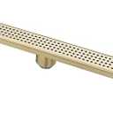 Elegant Linear Shower Drain for Water Management, Stylish Quadrato Pattern Grate, Stainless Steel Construction, Removable Hair Strainer