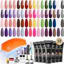 Modelones 133pcs Poly Extension Gel Nail Kit, 32 Colors All Seasons Poly Gel kit with Nail Lamp Slip Solution Builder Thickening Manicure Tools for Starter Salon DIY