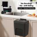 Hanging Trash Can with Lid, Black Bathroom Accessories Set Incluced 3.9 Gallon Small Kitchen Compost Bin, Soap Dispenser with Sponge Holder, Sponges and Trash Bags for Cupboard/Kitchen Bedroom