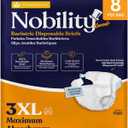 3XL Adult Diapers for Women and Men - 8 Bariatric Disposable Briefs with Tabs and Stretchable Side Panels - Breathable with Maximum Absorbency