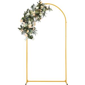 Vincidern 6.6 FT Wedding Arch Backdrop Stand for Party, Balloon Arch Stand, Wedding Arches for Ceremony, Metal Arch Backdrop Stand for Baby Showers, Birthday Party, Events Decoration Door Frame Gold