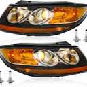 TODO Headlights Assembly Pair For 2007 2008 2009 2010 2011 2012 Hyundai Santa Fe 6 Pin Headlamp Replacement with Bulbs, Passenger and Driver Side