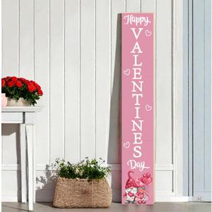 Pink Valentines Decor Valentines Porch Sign Porch Decor Gnomes Outdoor Decorations Wooden Door Decorations Indoor Outside Welcome Sign for Front Door 46.8 Inch
