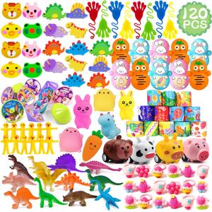 120 Pcs Easter Egg Fillers, Kids Party Favors, Small Toys Classroom Prizes Goodie Bags Stuffers Treasure Box Toys