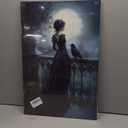 Victorian Woman and Raven Canvas Wall Art Gothic Dark Academia Wall Decor Picture Moody Halloween Witch Dark Romance Poster Print for Living Room Bedroom Dorm Home Decoration 16x24in