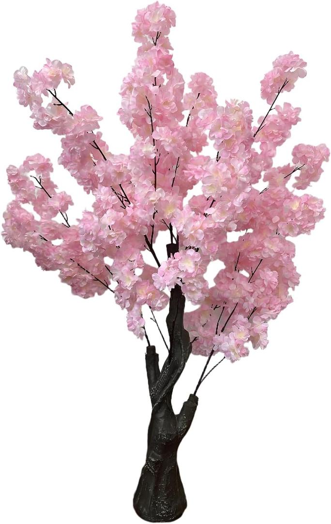 Artificial Cherry Blossom Tree, 4.3FT Pink Faux Cherry Blossom Tree for Home, Wedding & Party Decoration, Indoor & Outdoor