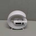 Mini Wireless Speaker with Atmosphere Light, Wireless Charging, Alarm Clock and Bedside Lamp (White)
