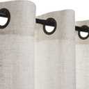 Palma Natural Linen Blended Sheer Curtains 84 Inches Long Bronze Grommet for Bedroom (Natural, 52" W x 84" L, 2 Panels)