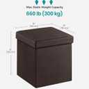 SONGMICS 15 Inches Ottoman with Storage, Foot Rest, 661.4 lb Load Capacity