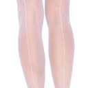 Leg Avenue Women's Sheer Lace Top Thigh High Stockings with Backseam (White)