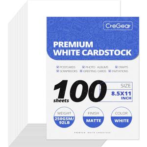 100 Sheets White Cardstock 8.5 x 11, 92lb/ 250gsm Card Stock Printer Paper, Thick Cardstock Cover Stock for Invitations, Printing, Invitations, Cards