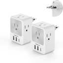 Italy Travel Plug Adapter 2 Packs, TESSAN Italy Power Adapter with 4 Outlets 3 USB Ports (1 USB C), Type L Plug Adaptor Italian for US to Chile Ethiopia Libya Syria Tunisia Uruguay