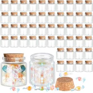 Patelai 24 Pcs Small Glass Jars with Cork Lids, Mini Potion Bottles Bulk Tiny Wishing Vial Spell Jars for DIY Art Crafts Gift Valentine Wedding Birthday Party Favors Decorations (50 ml) (50 ml/1.7 oz)