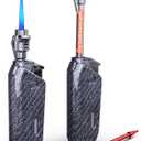 Butane Torch Lighter Jet Flame, Windproof Torch Lighter Refillable, Adjustable Butane Lighters for Candle Fireplace Camping BBQ Lighters Gift for Man Women, with Extended Tip, 2 Pack (Without Fuel)
