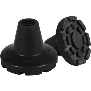 KMINA Crutch Tips 7/8 Inch (x2 Units), All Terrain Non-Slip Cane Tips, Heavy Duty Rubber Replacement, Wide Base Stability, Patented, Made in Europe
