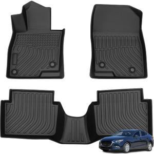 Floor Mats for 2014-2018 Mazda 3 All Weather Automotive TPE Floor Liners Anti-Slip Waterproof Front & Rear Row Accessories (Car Mats)