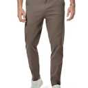 JMIERR Men's Stretch Chino Pants Business Casual Essentials Elastic Waist Classic Fit Tapered Cotton Twill Work Athletic Golf Dress Trousers, 3XL, Greyish Brown