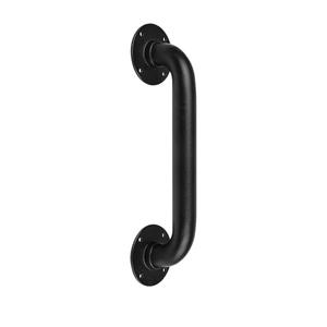 1ft Metal Industrial Pipe Wall Handrail -12 Inch Pipe Barn Door Pull Handle, Gate Pulls, Staircase Handrail for Indoor & Outdoor Steps, Deck Hand Rail, Safety Grab Bar (Matte Black)