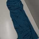 KUTUMAI Off The Shoulder Maxi Long Dress Corset Ruched Bodycon Cocktail Formal Wedding Guest Dresses for Women (Blue, L)
