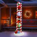 Joliyoou 10FT Christmas Inflatable Decorations, Giant Lighted Ladder Blowups Climbed with Reindeer, Santa, Snowman, C7 String Lights for Xmas Winter Holiday Roofs Trees Balconies Decor