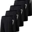 BVNSOZ Men's Athletic Shorts with Pockets and Elastic Waistband Quick Dry Workout Shorts for Men, Black x 5, XL