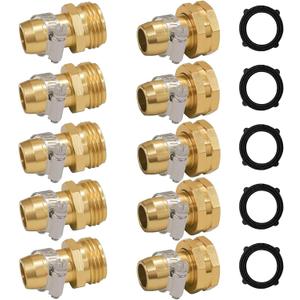 Hourleey Garden Hose Repair Connector with Clamps, Fit for 3/4" or 5/8" Garden Hose Fitting, Male and Female Hose Adapter Water Hose Repair Kit, 5 Set