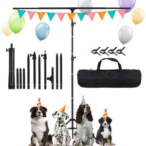 Maxztill T-Shape Backdrop Stand 8.5x5ft(2.6x1.5m) Adjustable Photo Studio Background Stand Support Kit with 4 Backdrop Clamps and Carrying Bag for Parties Wedding Photography Decoration