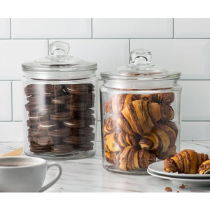 KOOK SET OF 2 GLASS STORAGE CONTAINERS WITH AIRTIGHT LIDS – PANTRY & BATHROOM JARS WITH CHALK & LABELS, 1/2 gallon