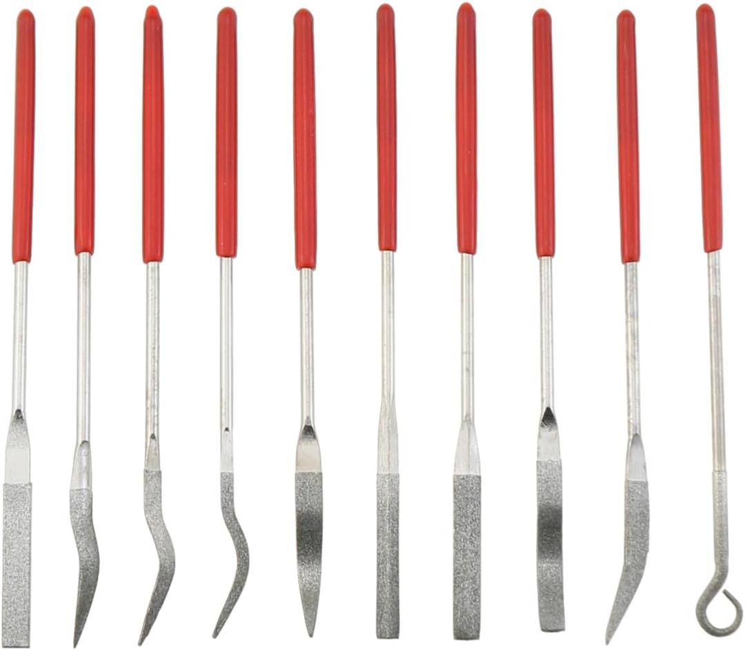 DGZZI 10PCS Mini Diamond File Set Flat Needle Square Round Shape Rifler Files Flat Needle Square Round Shape Rifler Files for Metal Ceramic Stone Jewelry Rough Carving Glass Filing Wood Carving Craft