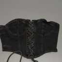 Women's Denim Tie Front Tube Tops Asymmetrical Hem Slim Fit Strapless Jean Bandeau Crop Top
 S